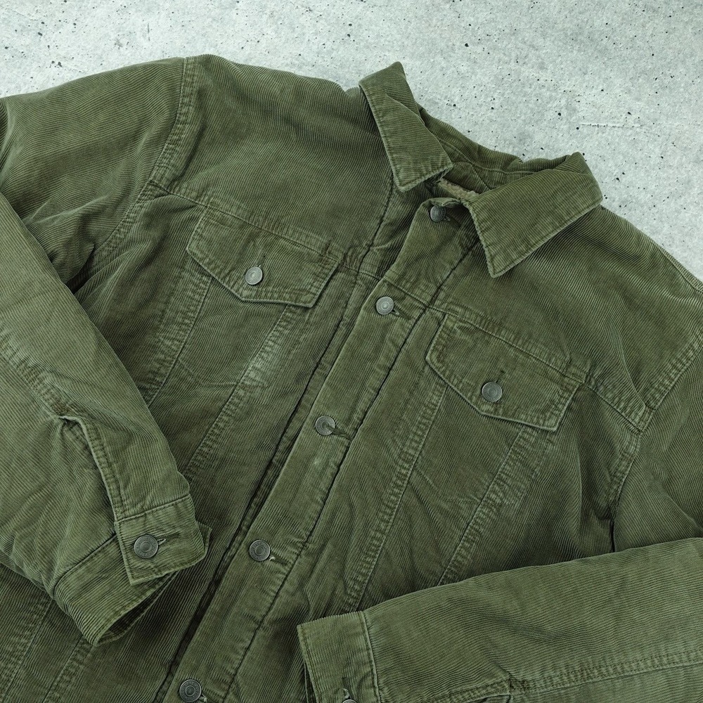 Vintage 2003 Gap Green Corduroy Sherpa Lined Trucker Jacket Mens Large Y2K